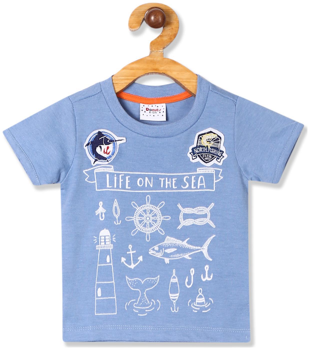 

Donuts Cotton Printed T shirt for Baby Boy - Blue