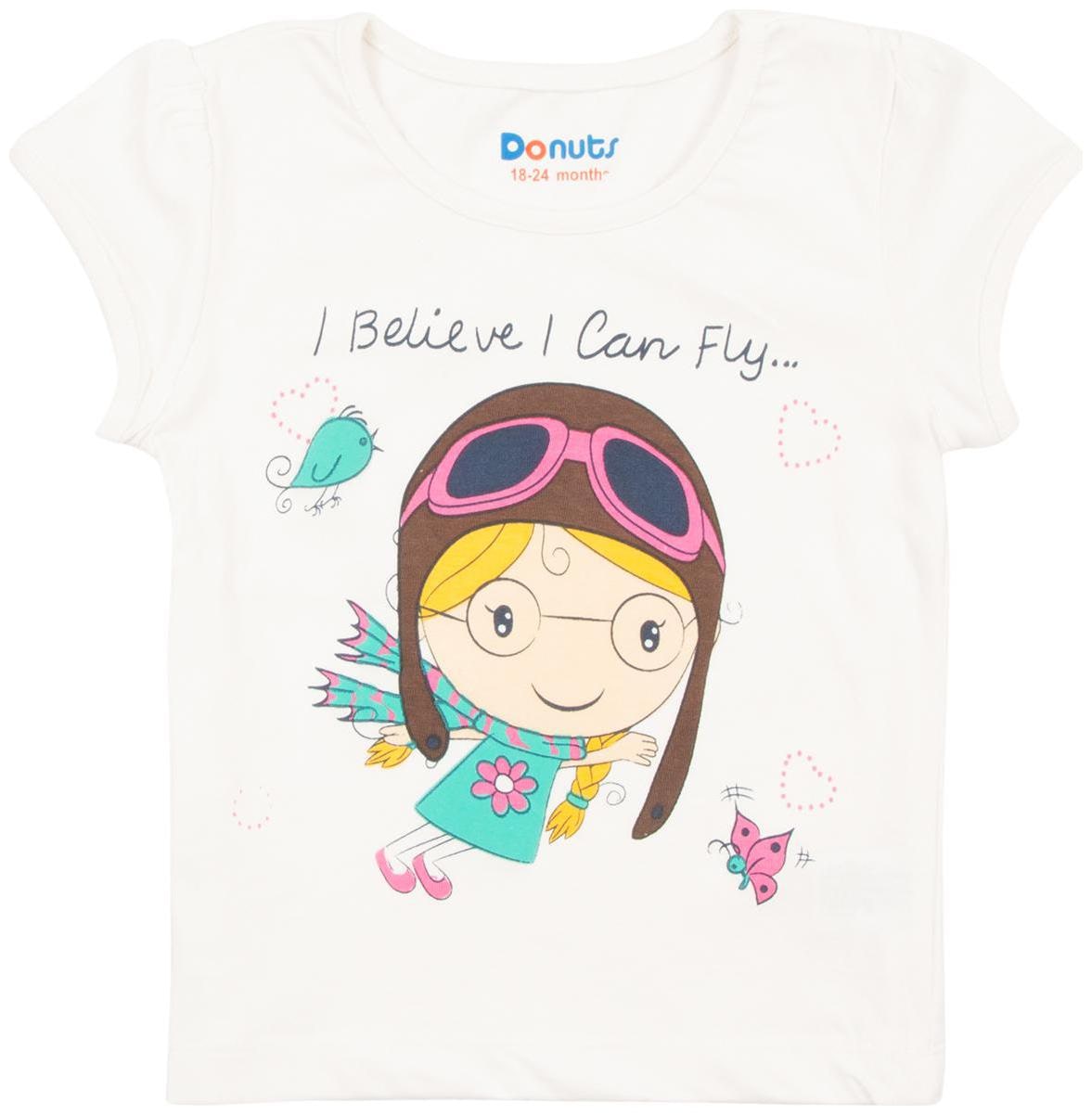 

Donuts Cotton Printed T shirt for Baby Girl - White