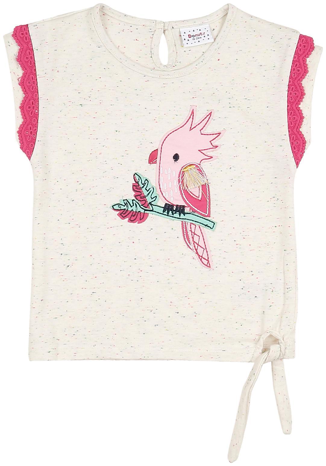 

Donuts Cotton Self design Top for Baby Girl - White