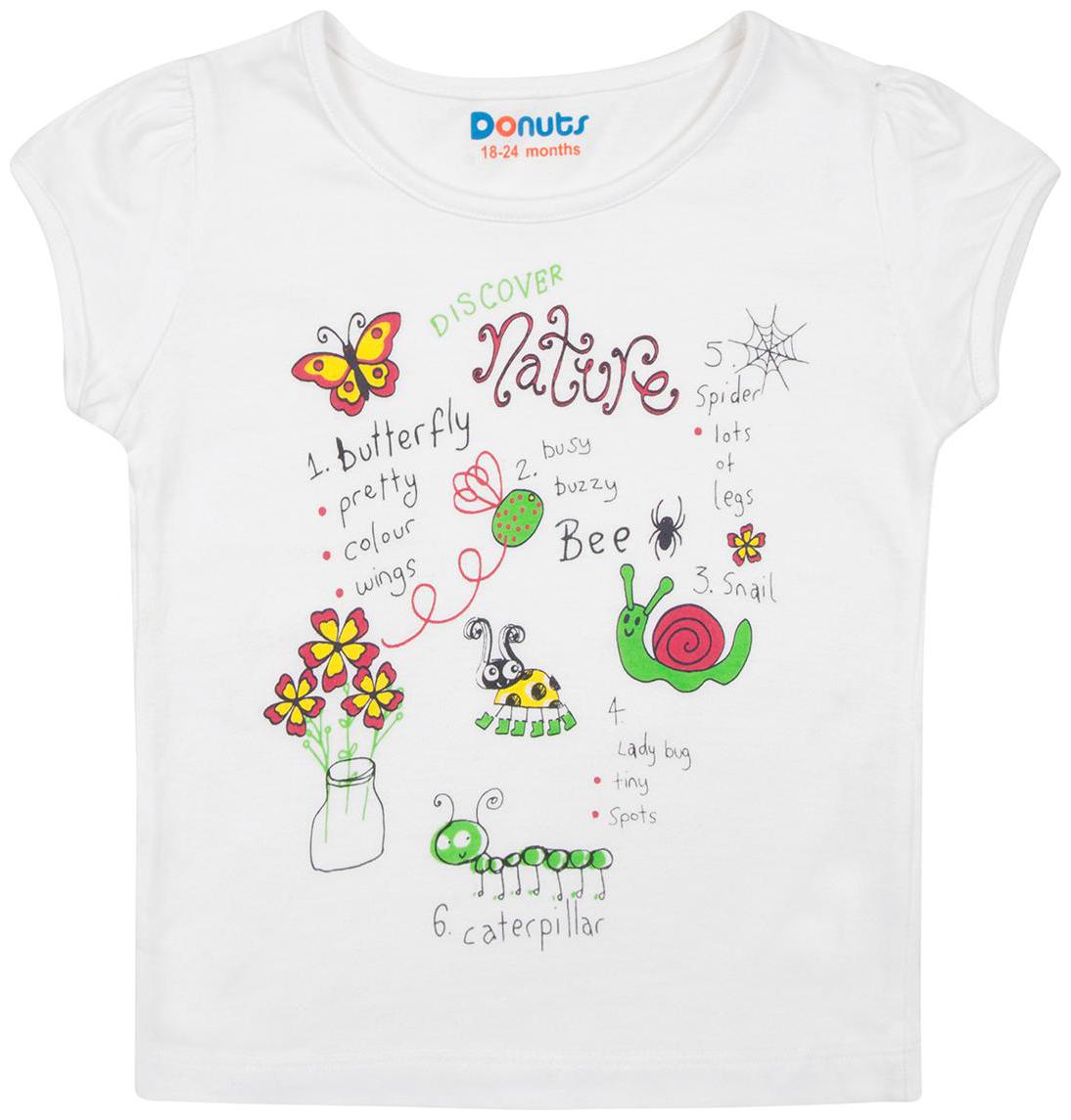 

Donuts Cotton Printed T shirt for Baby Girl - White