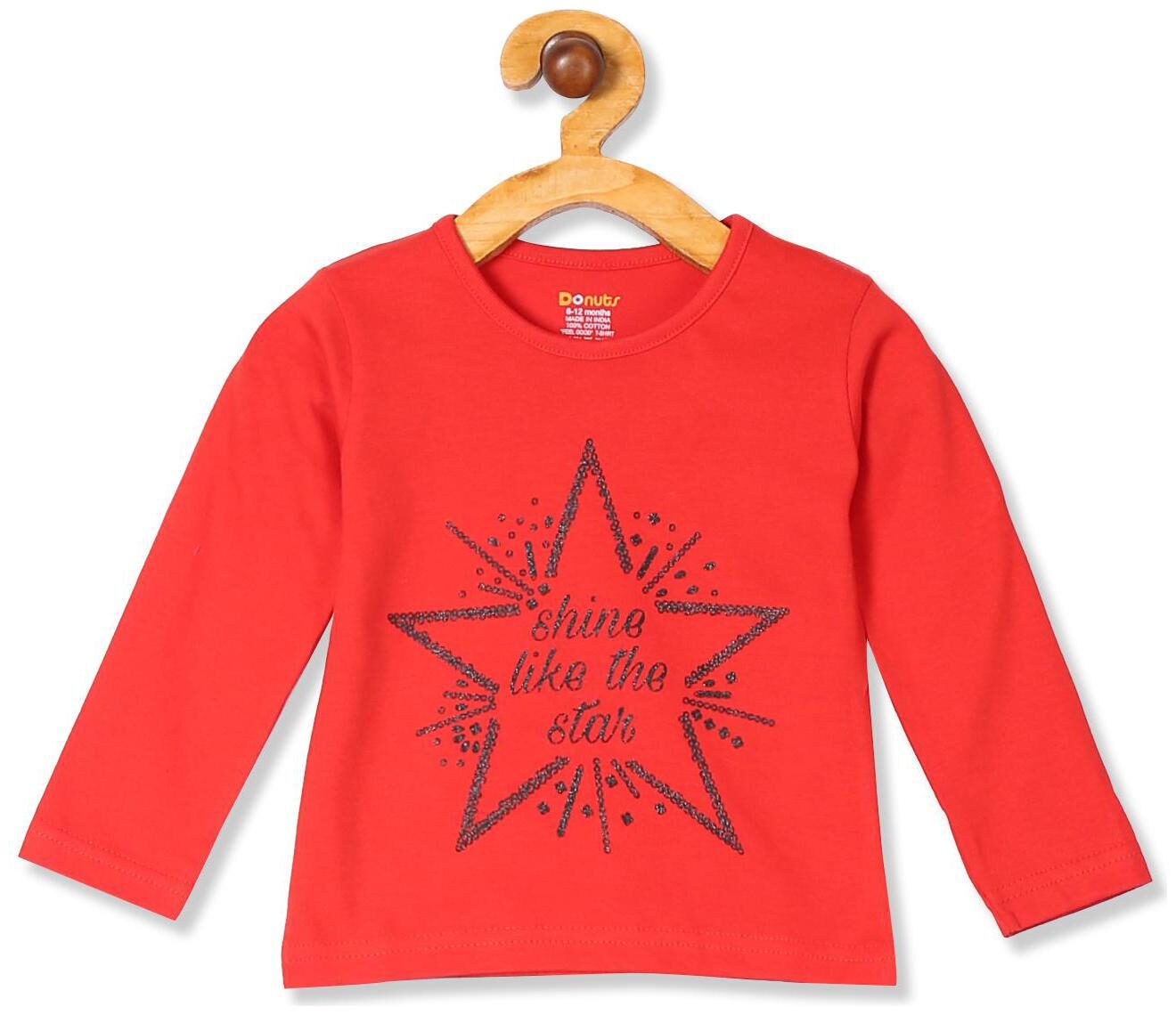 

Donuts Cotton Printed T shirt for Baby Girl - Red