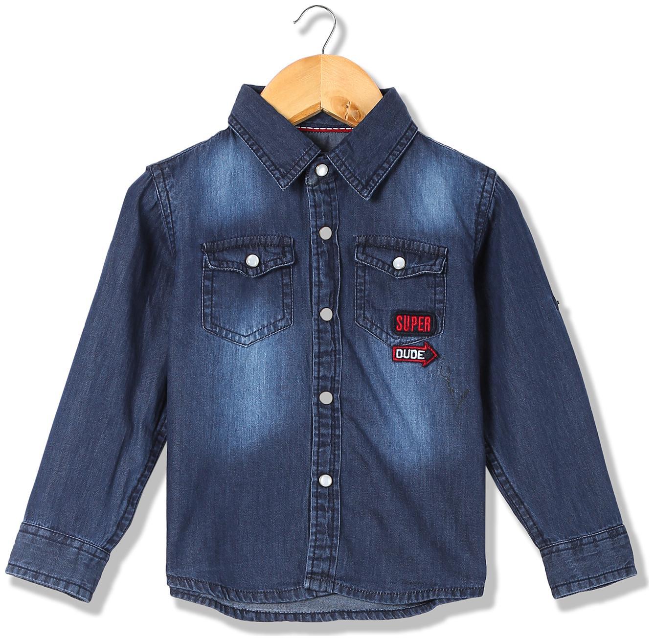 

Donuts Cotton Solid Shirt for Baby Boy - Blue