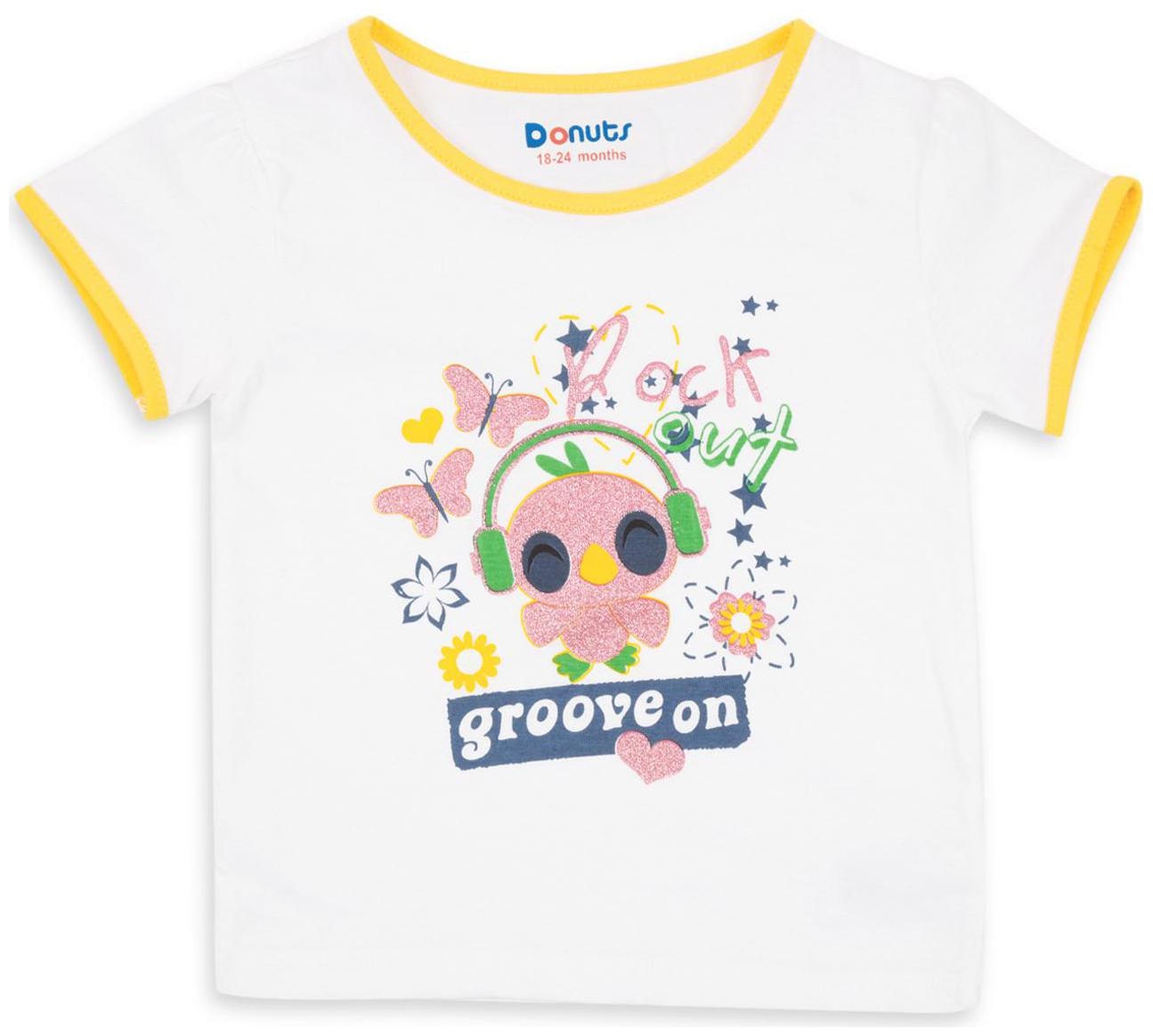 

Donuts Cotton Printed T shirt for Baby Girl - White