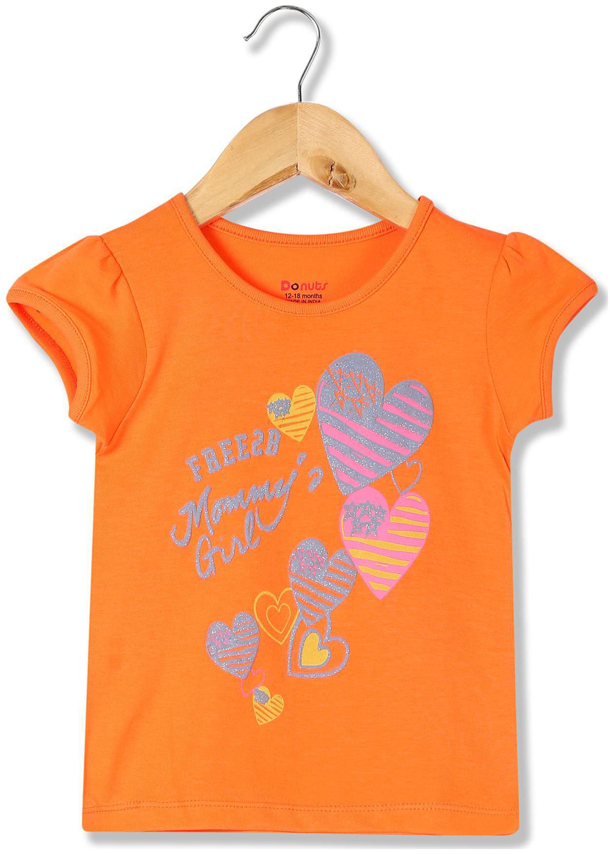 

Donuts Cotton Printed T shirt for Baby Girl - Orange
