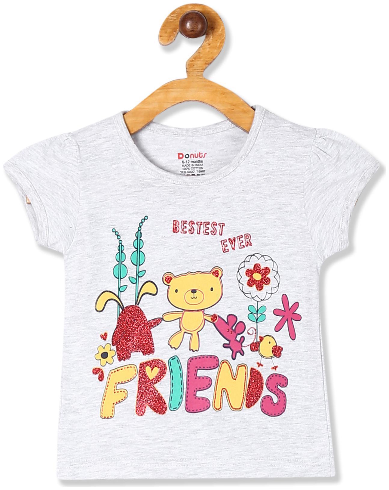 

Donuts Cotton Printed T shirt for Baby Girl - Grey