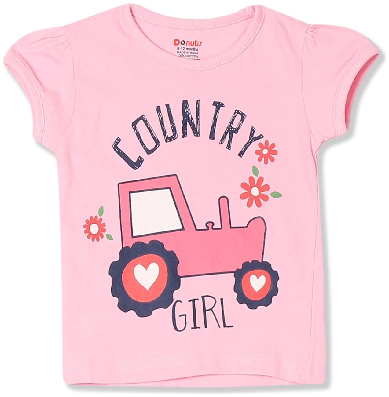 

Donuts Cotton Printed T shirt for Baby Girl - Pink