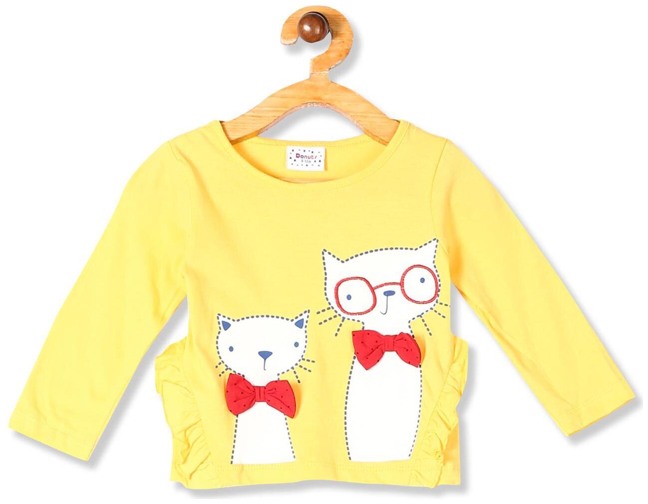 

Donuts Cotton Printed Top for Baby Girl - Yellow