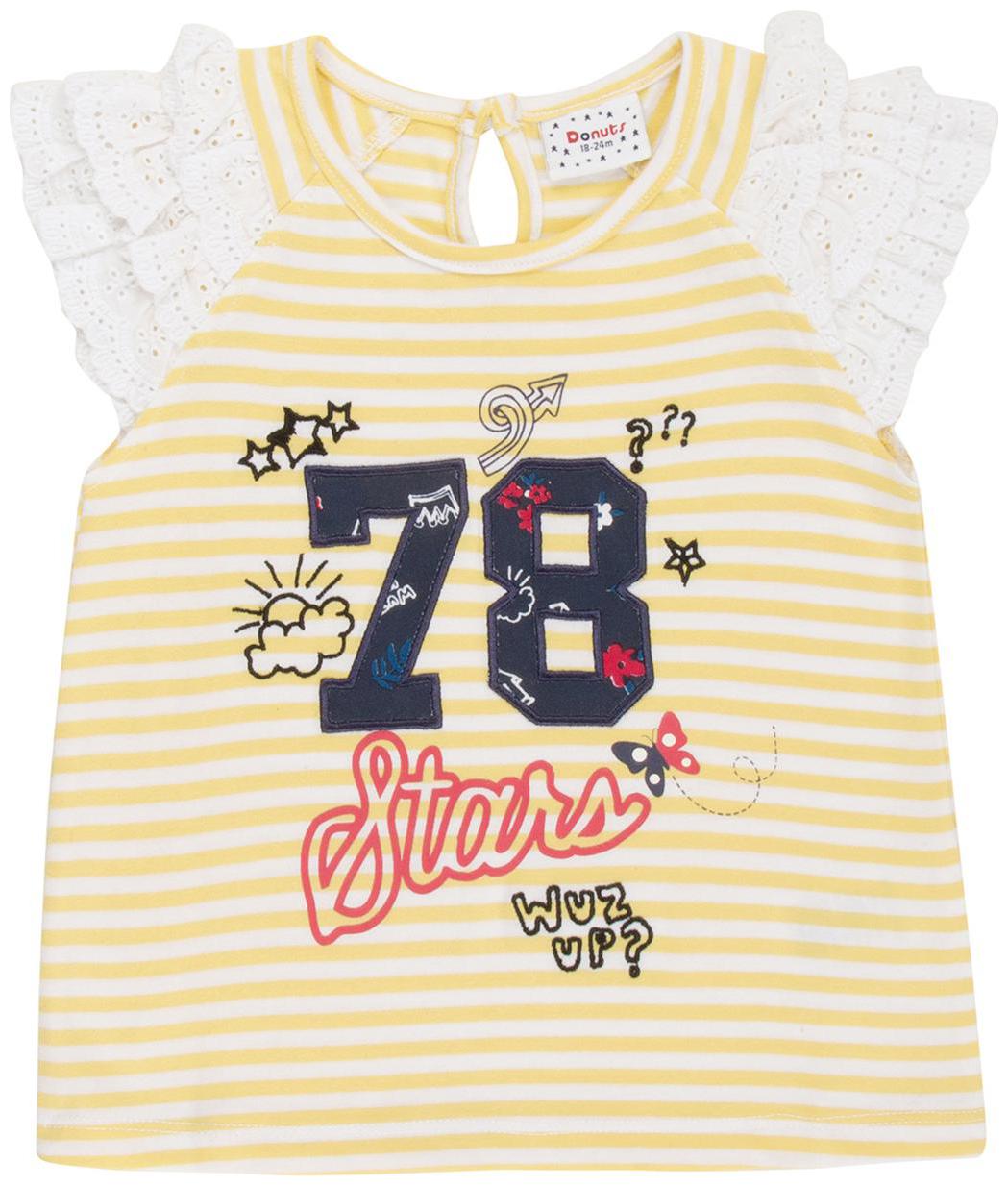 

Donuts Cotton Striped Top for Baby Girl - Yellow