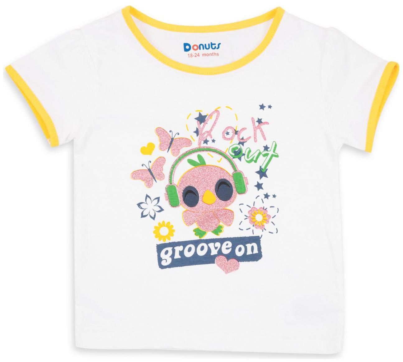 

Donuts Cotton Printed T shirt for Baby Girl - White