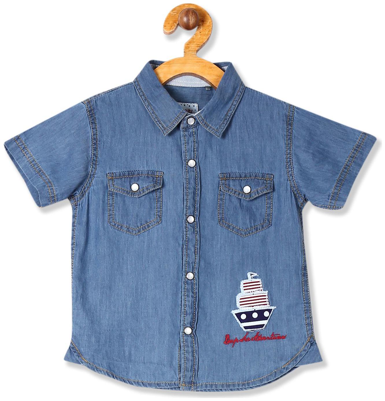 

Donuts Cotton Solid Shirt for Baby Boy - Blue