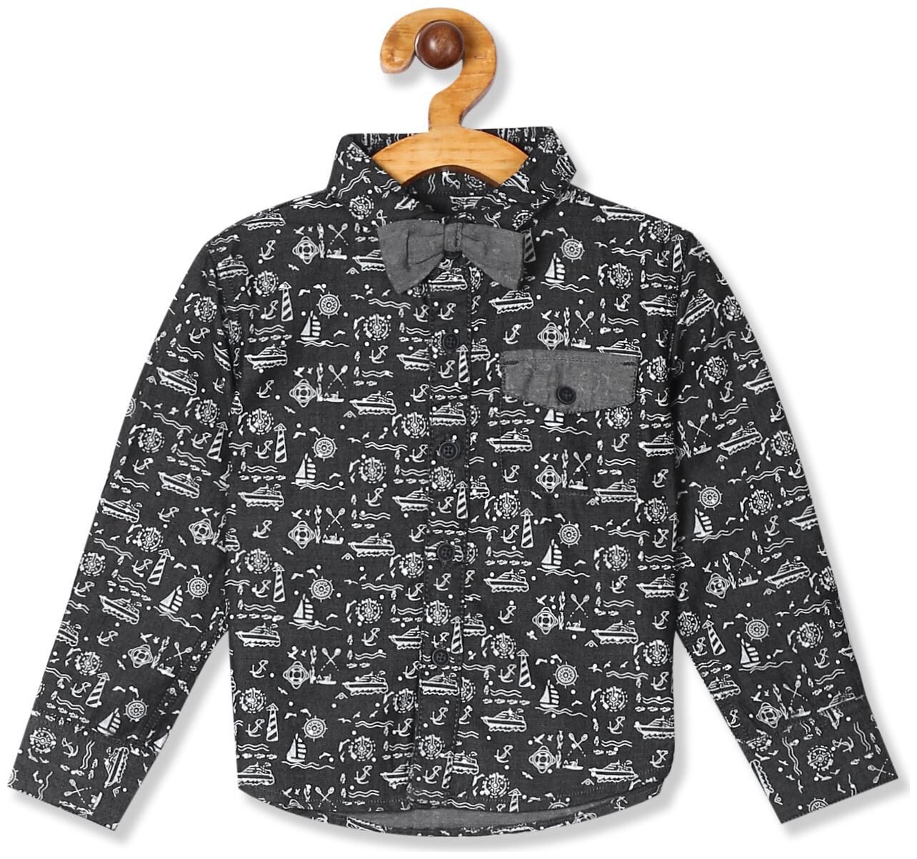 

Donuts Cotton Printed Shirt for Baby Boy - Grey