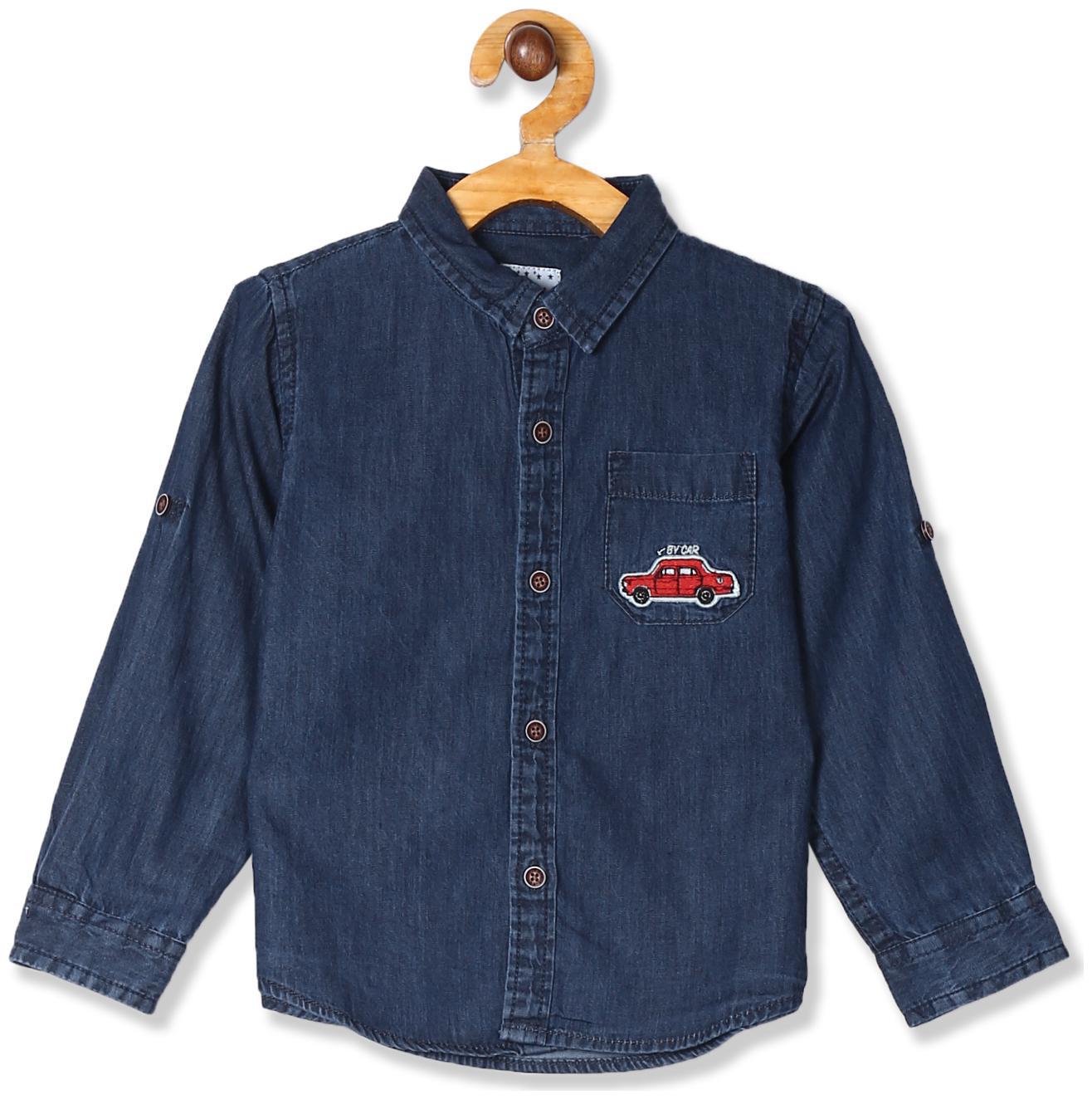 

Donuts Cotton Solid Shirt for Baby Boy - Blue