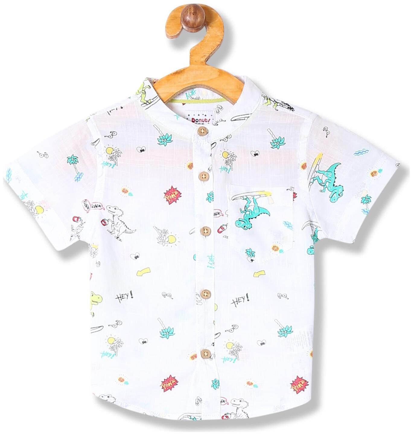 

Donuts Cotton Printed Shirt for Baby Boy - White