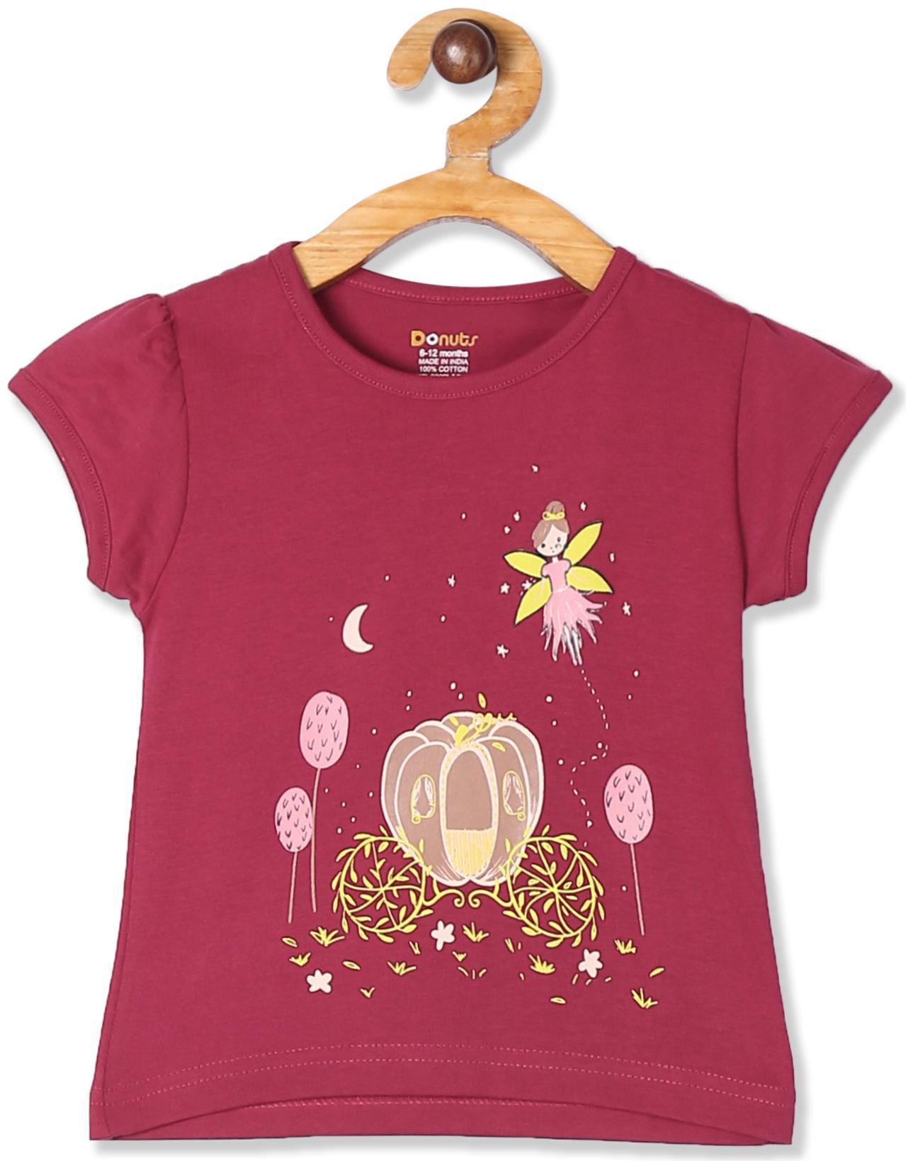 

Donuts Cotton Printed T shirt for Baby Girl - Pink