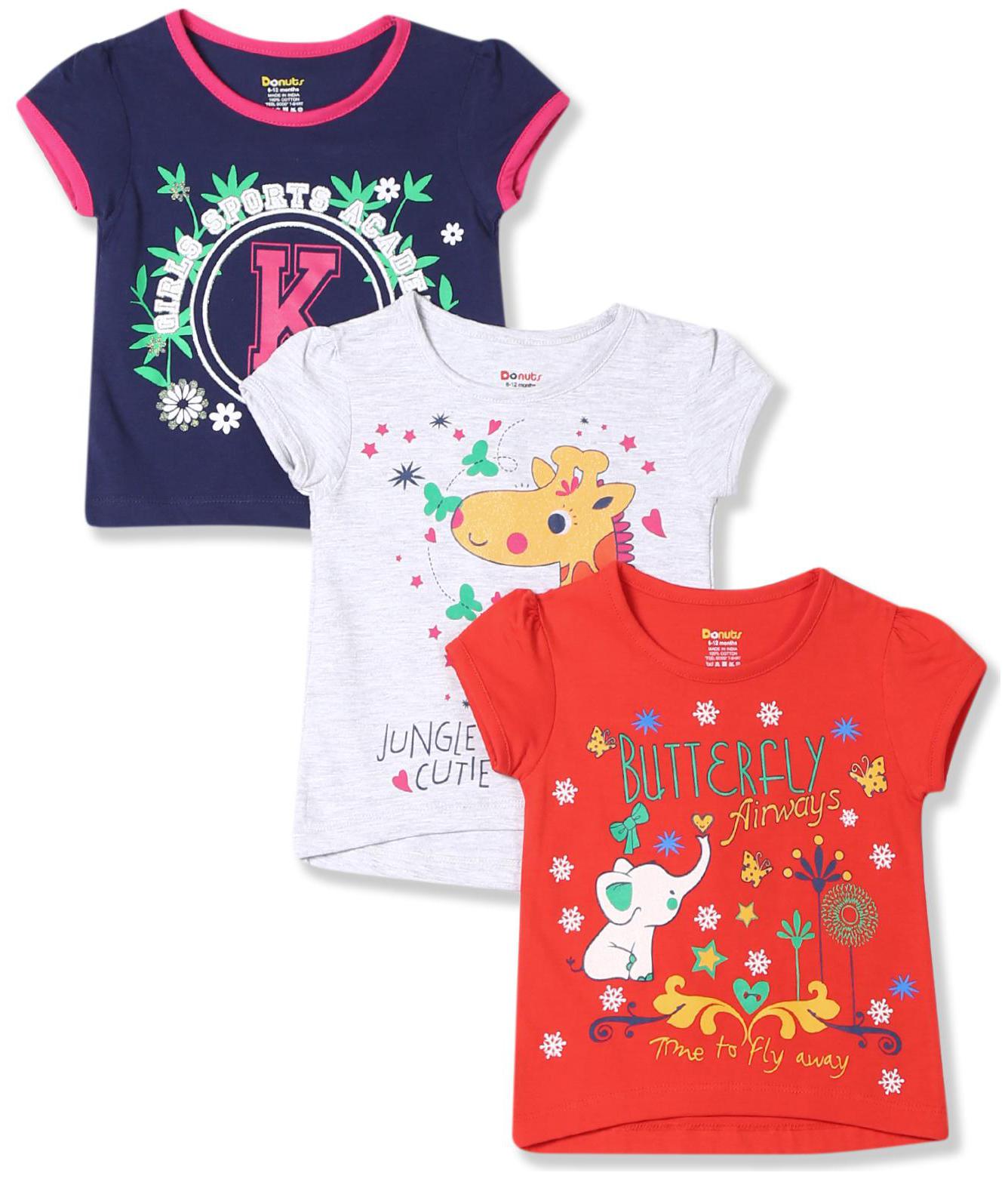 

Donuts Cotton Printed T shirt for Baby Girl - Multi