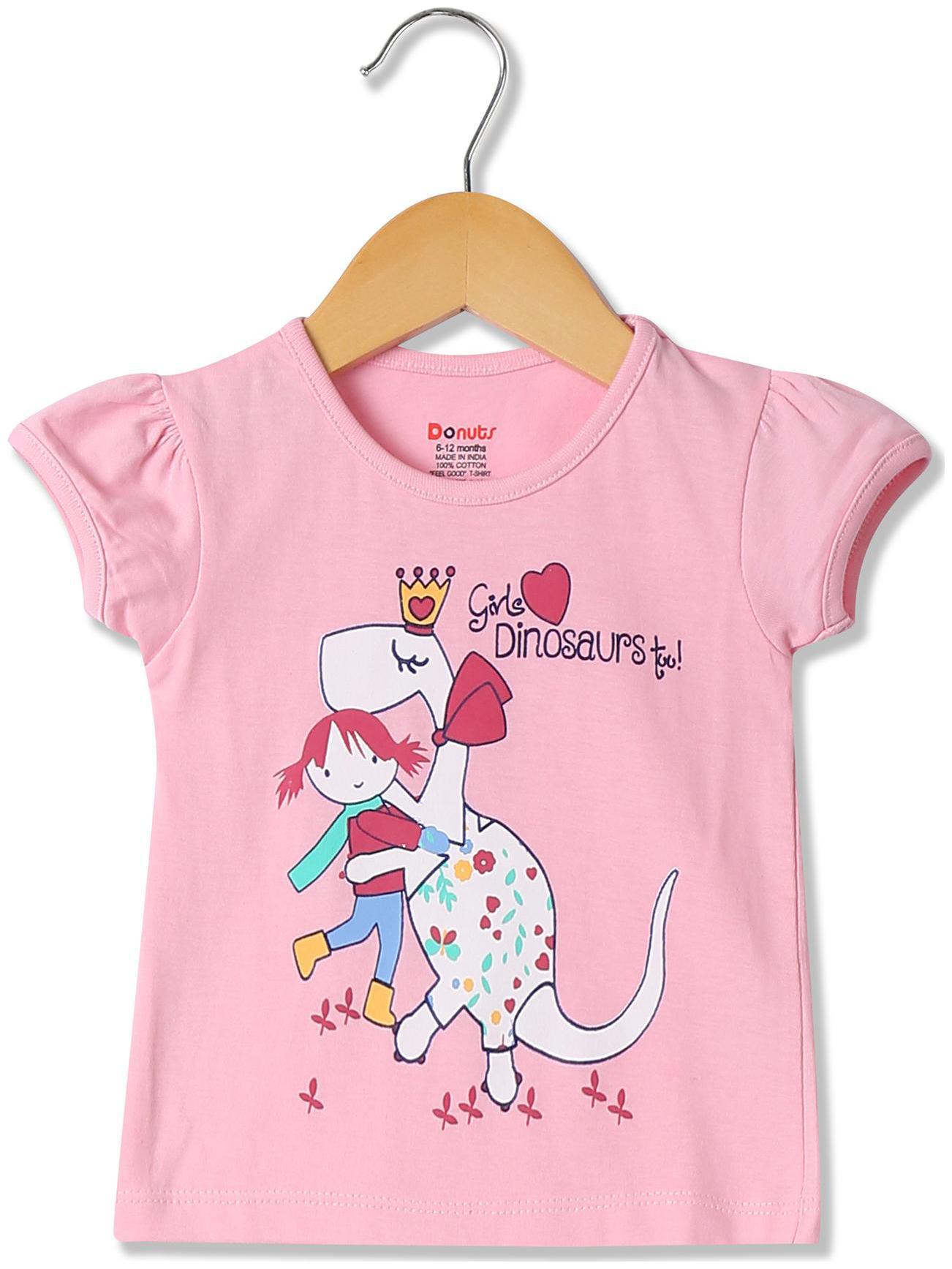 

Donuts Cotton Printed T shirt for Baby Girl - Pink