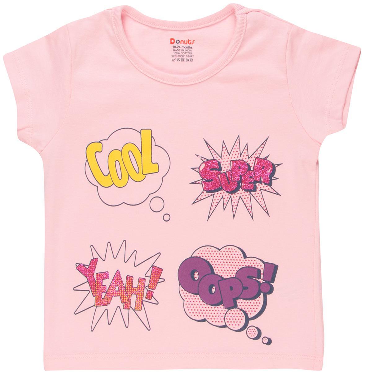 

Donuts Cotton Printed T shirt for Baby Girl - Pink