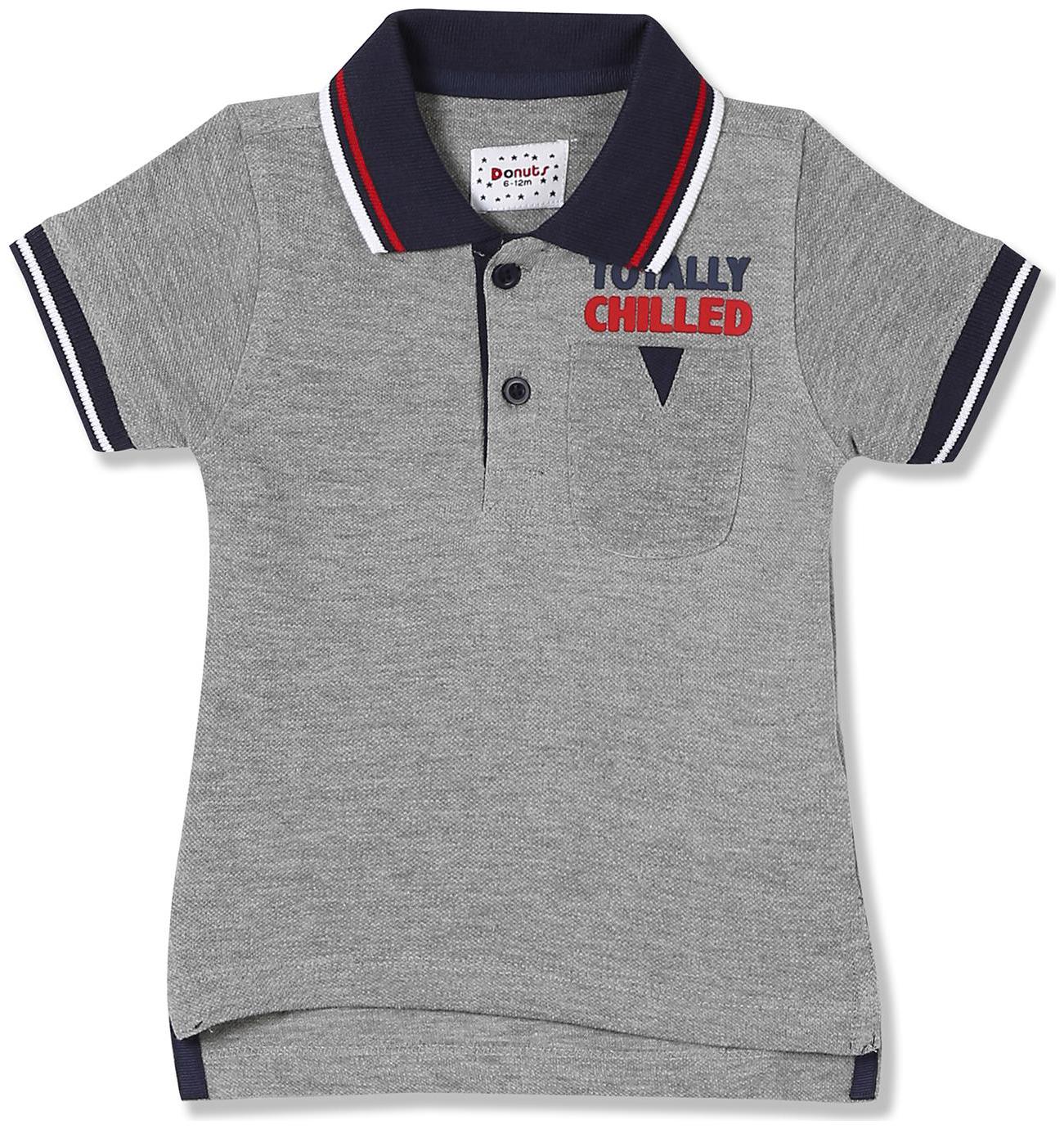 

Donuts Cotton Solid T shirt for Baby Boy - Grey