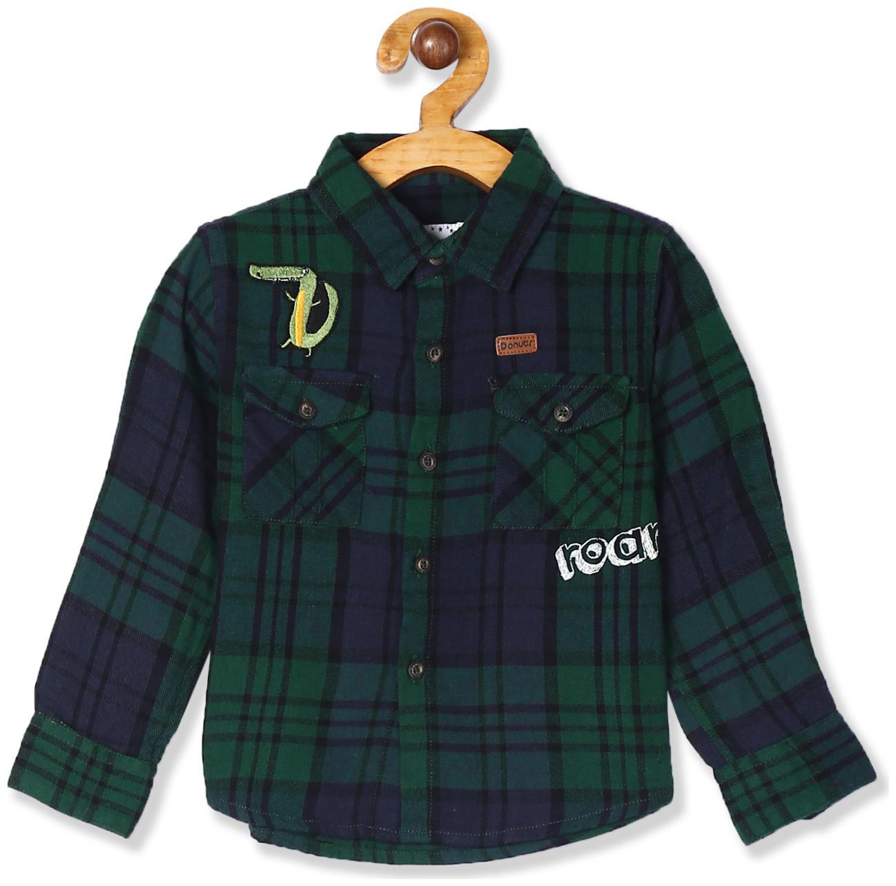 

Donuts Cotton Checked Shirt for Baby Boy - Green