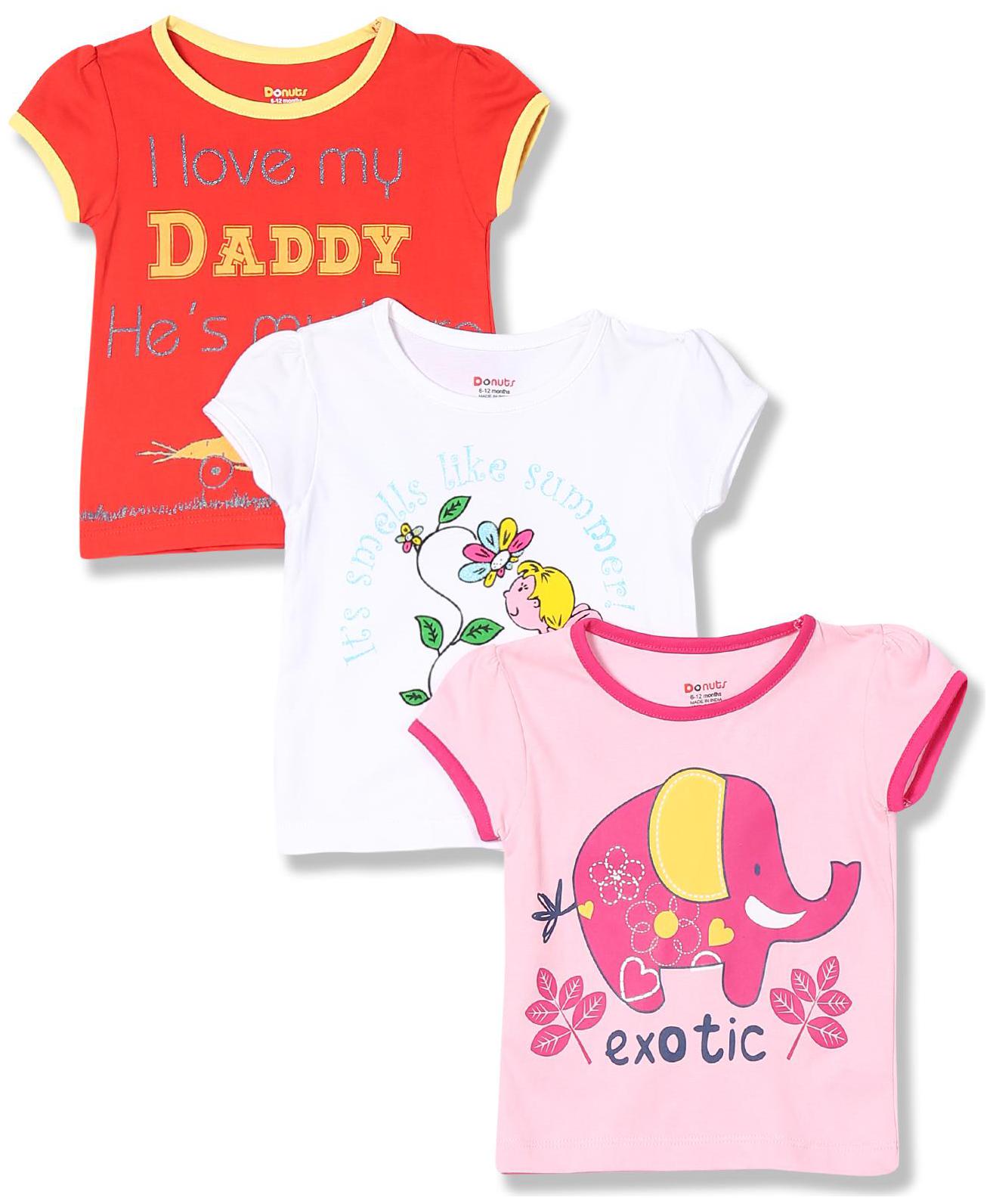 

Donuts Cotton Printed T shirt for Baby Girl - Multi