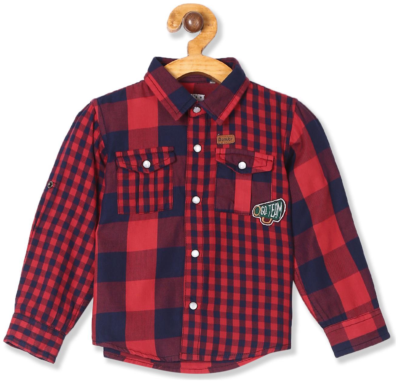 

Donuts Cotton Checked Shirt for Baby Boy - Red