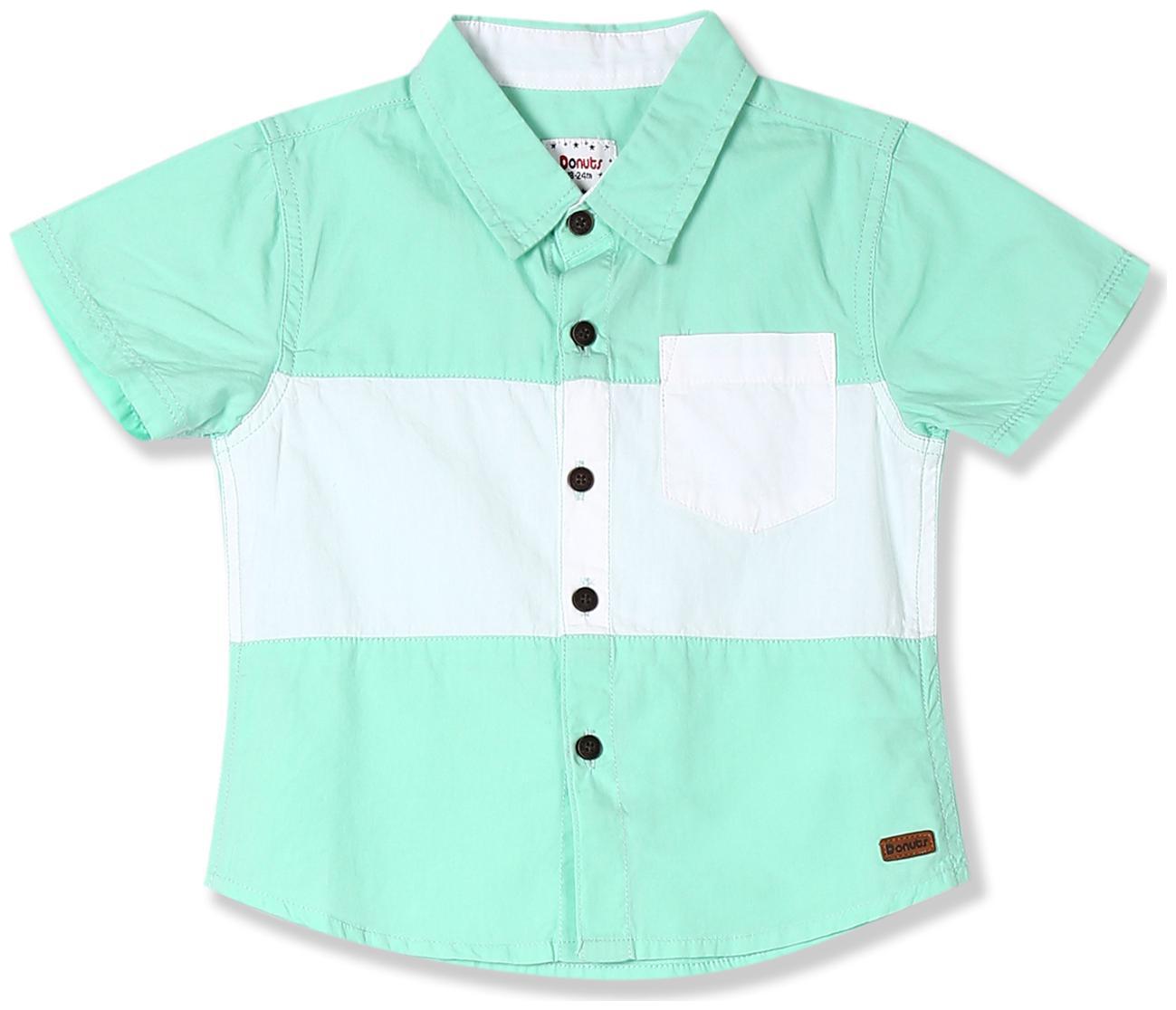 

Donuts Cotton Colorblocked Shirt for Baby Boy - Green