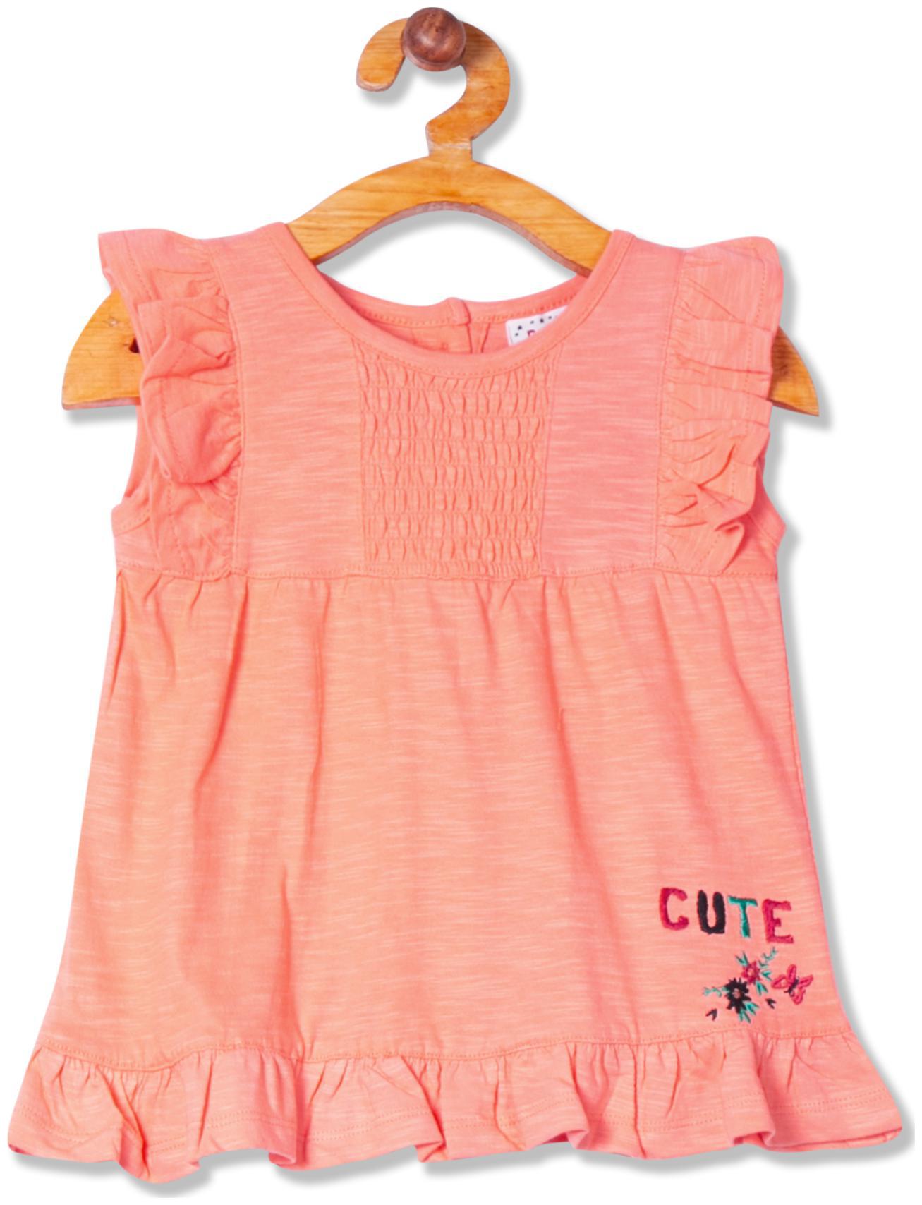 

Donuts Cotton Solid Top for Baby Girl - Pink