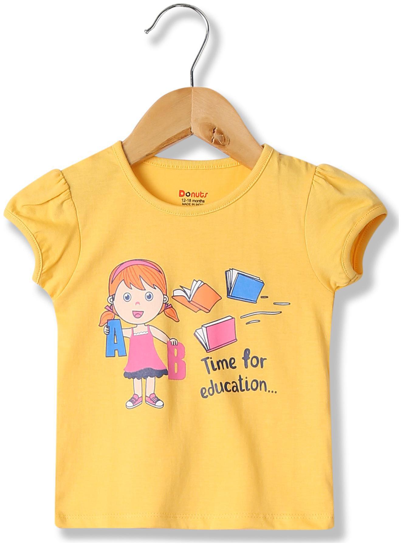 

Donuts Cotton Printed T shirt for Baby Girl - Yellow