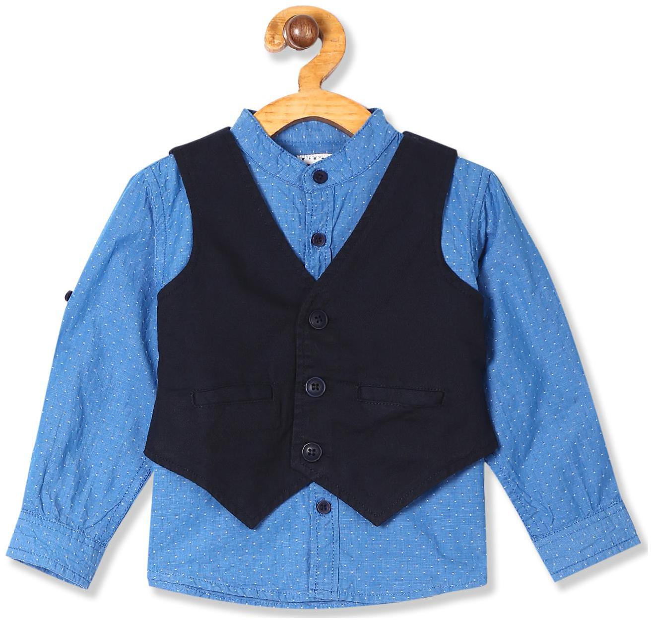 

Donuts Cotton Solid Shirt for Baby Boy - Blue