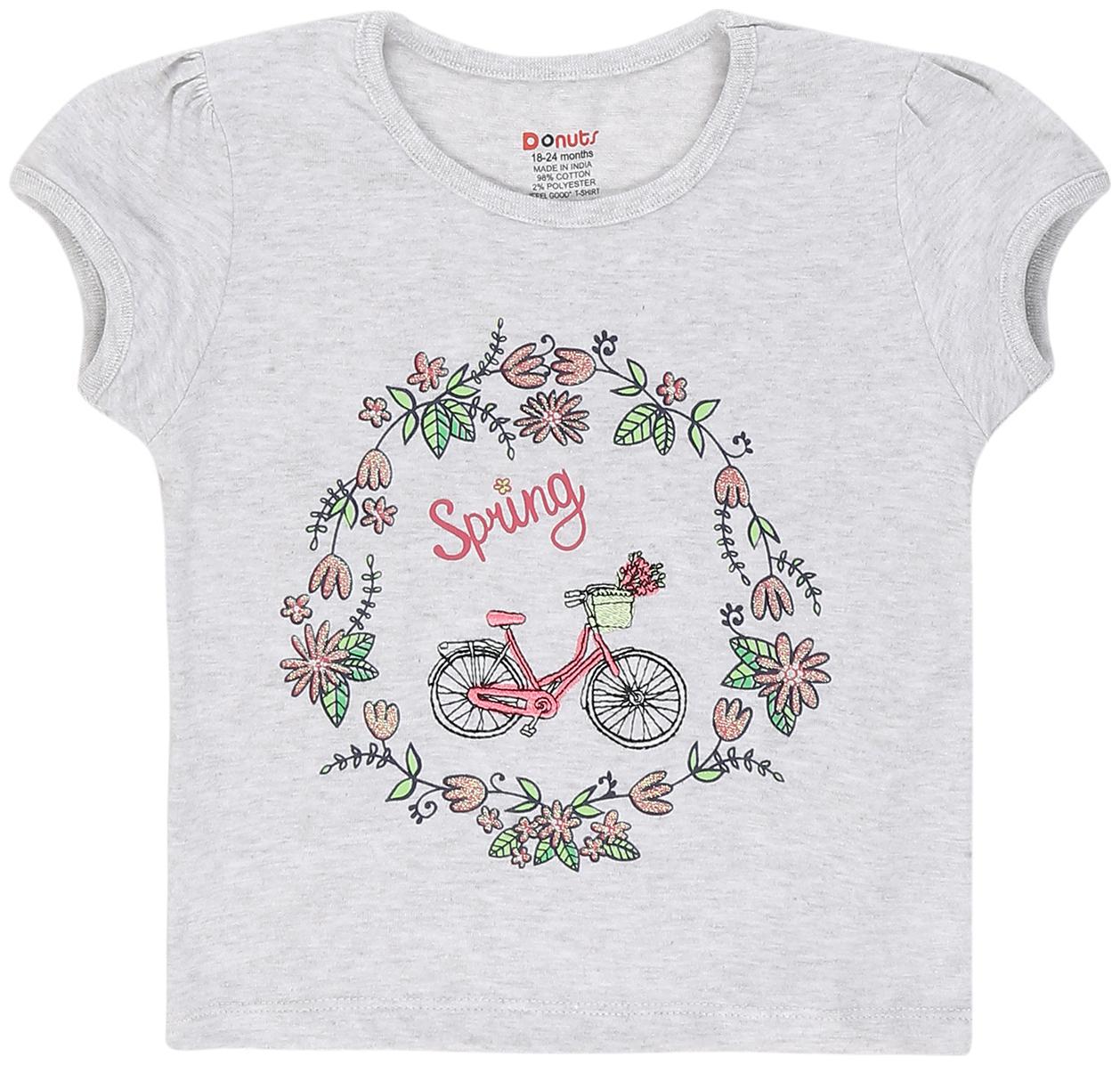 

Donuts Cotton Printed T shirt for Baby Girl - Grey