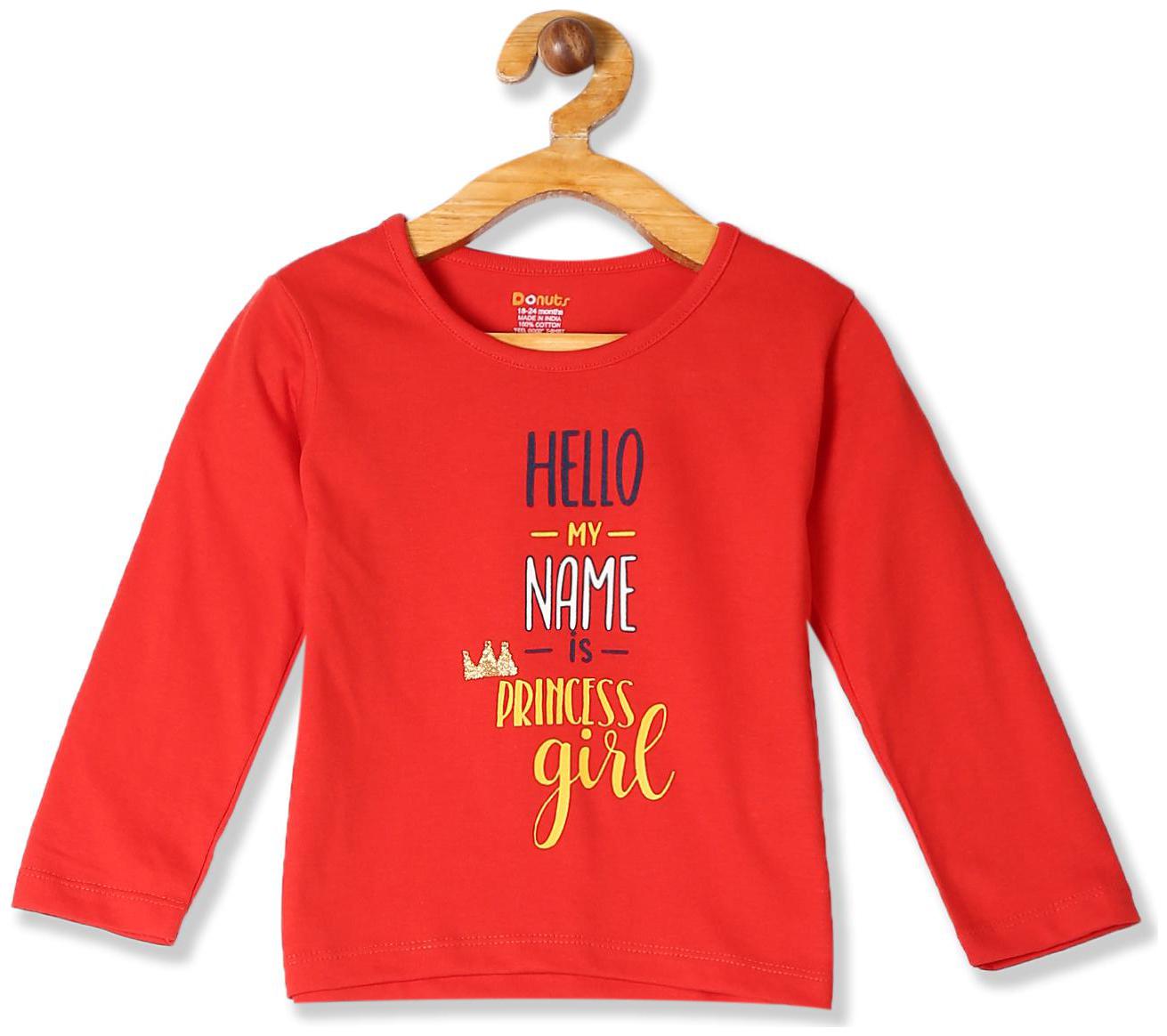 

Donuts Cotton Printed T shirt for Baby Girl - Red