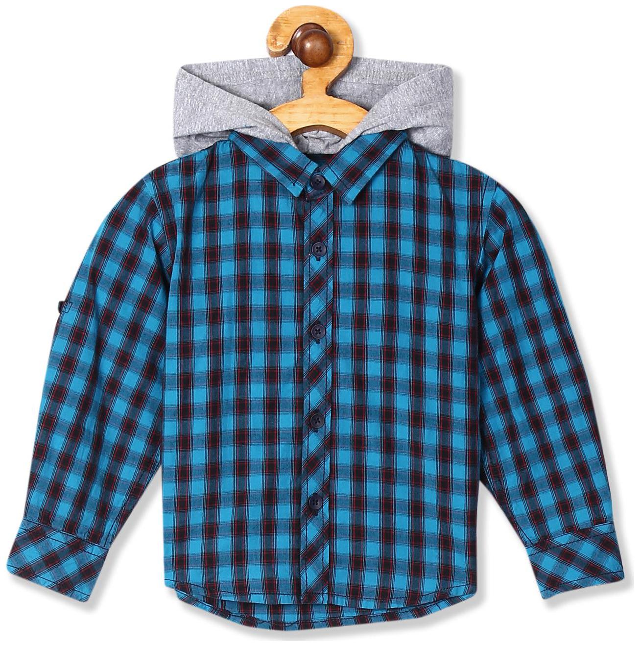 

Donuts Cotton Checked Shirt for Baby Boy - Blue