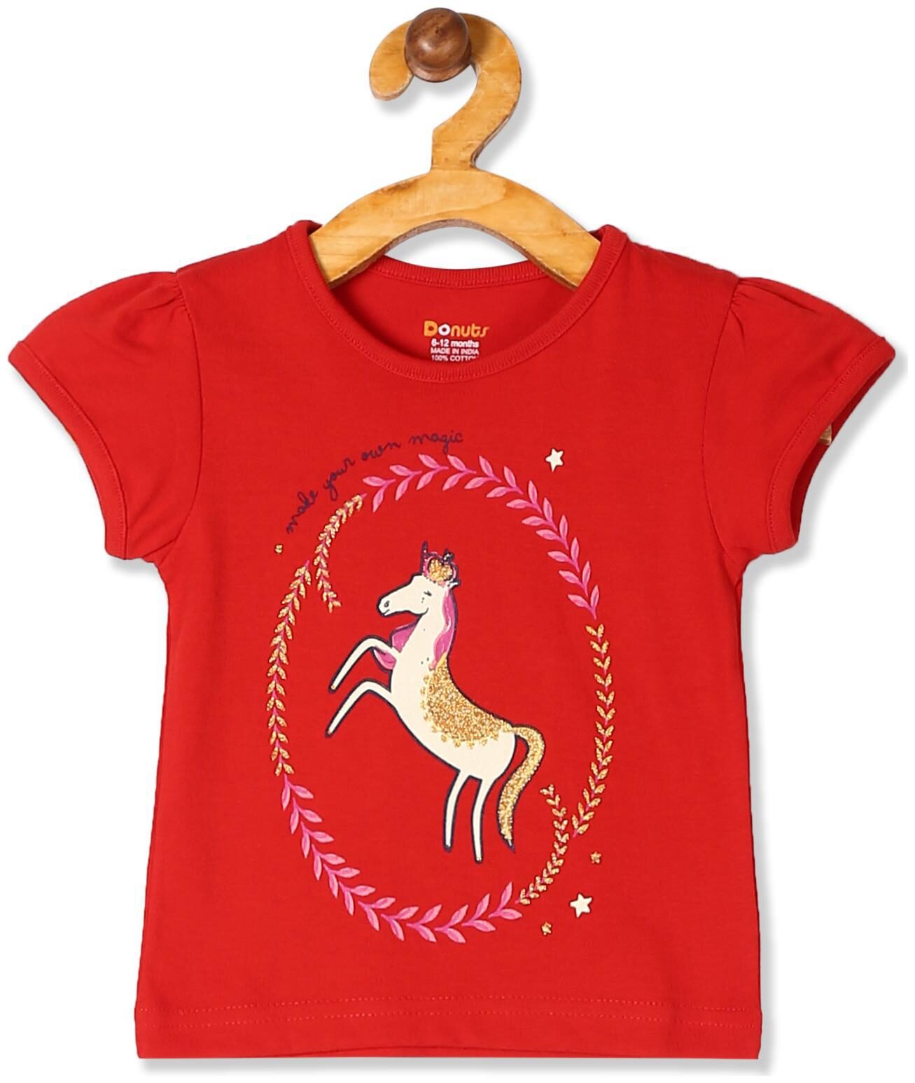 

Donuts Cotton Printed T shirt for Baby Girl - Red