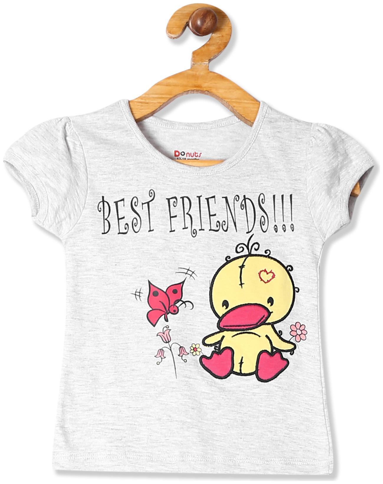 

Donuts Cotton Printed T shirt for Baby Girl - Grey