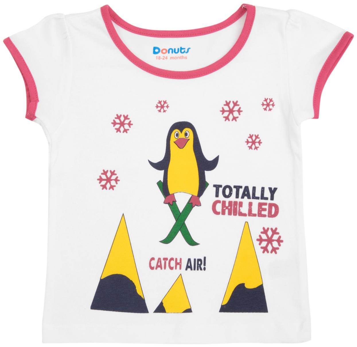 

Donuts Cotton Printed T shirt for Baby Girl - White