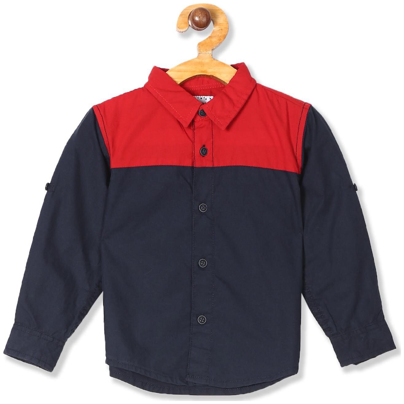 

Donuts Cotton Colorblocked Shirt for Baby Boy - Blue