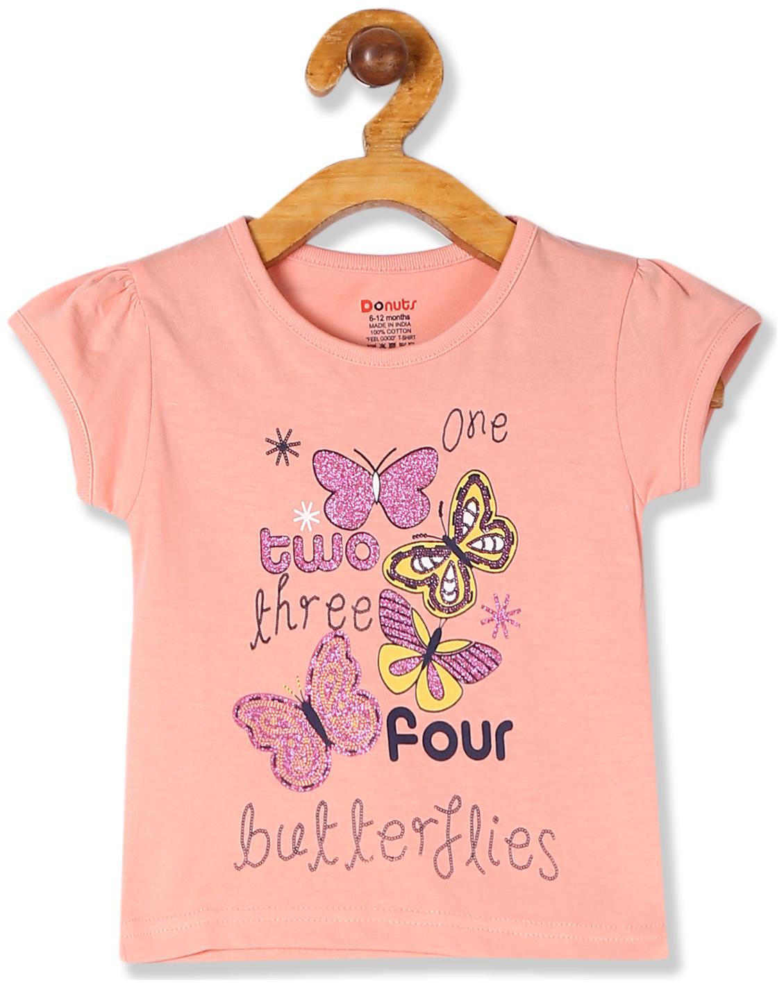 

Donuts Cotton Printed T shirt for Baby Girl - Pink