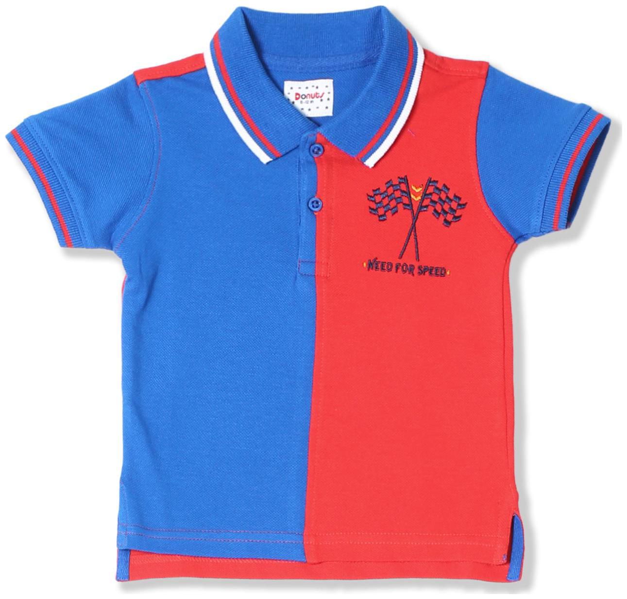 

Donuts Cotton Colorblocked T shirt for Baby Boy - Blue Red