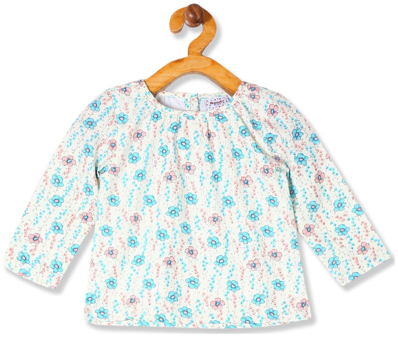 

Donuts Polyester Printed Top for Baby Girl - Blue