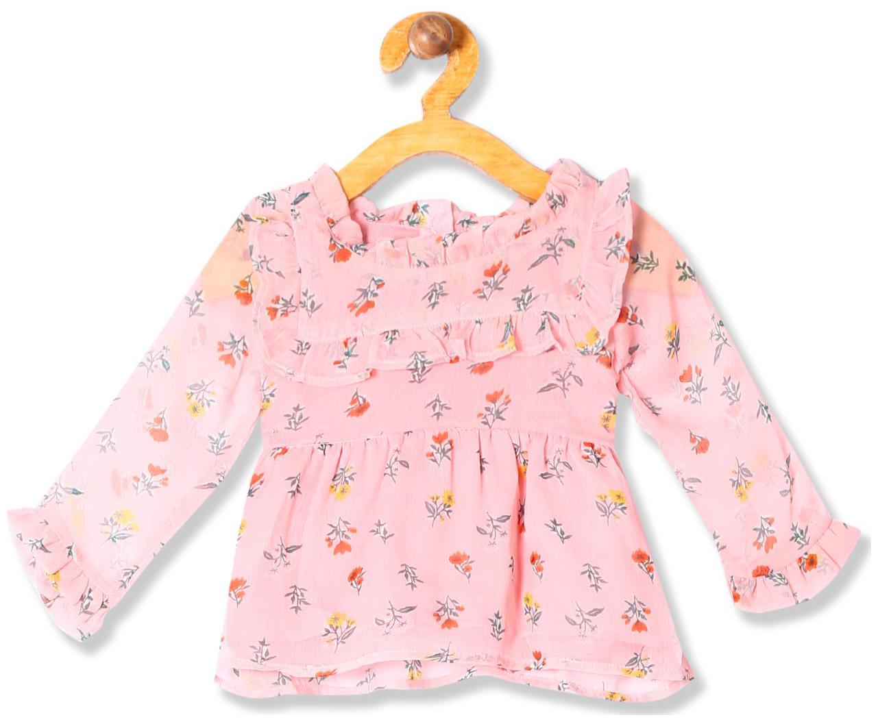 

Donuts Polyester Printed Top for Baby Girl - Pink