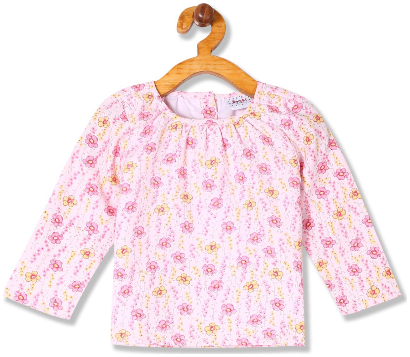 

Donuts Polyester Printed Top for Baby Girl - Pink