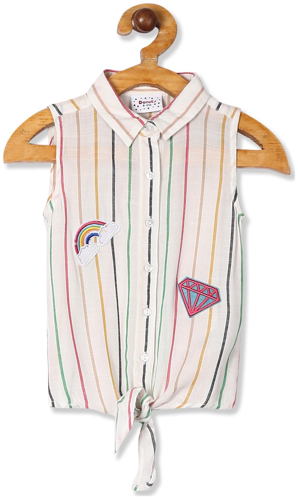 

Donuts Rayon Striped Shirt for Baby Girl - Cream