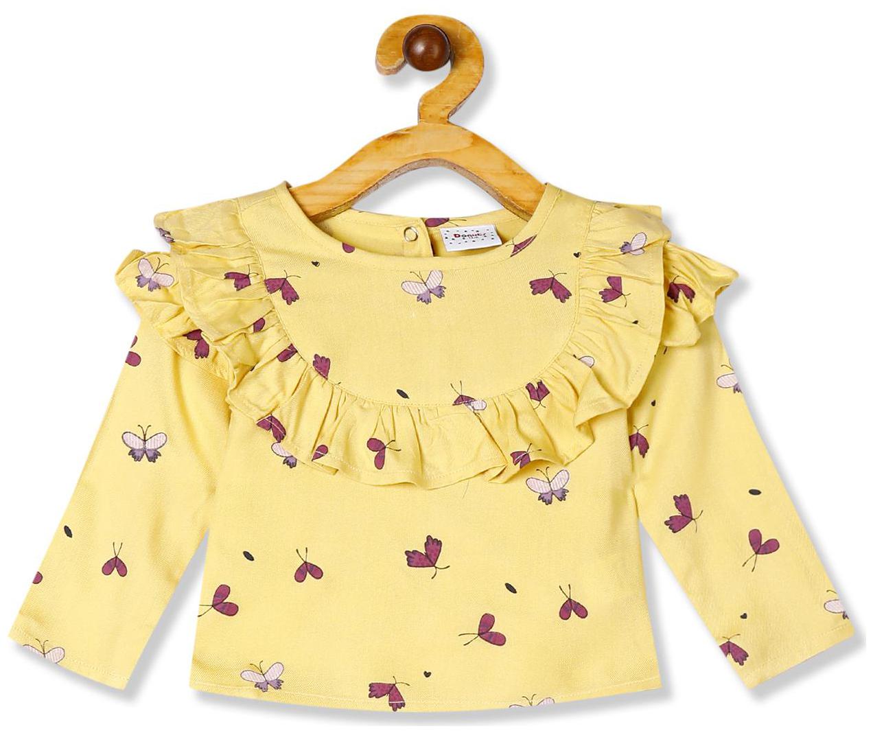 

Donuts Rayon Printed Top for Baby Girl - Yellow