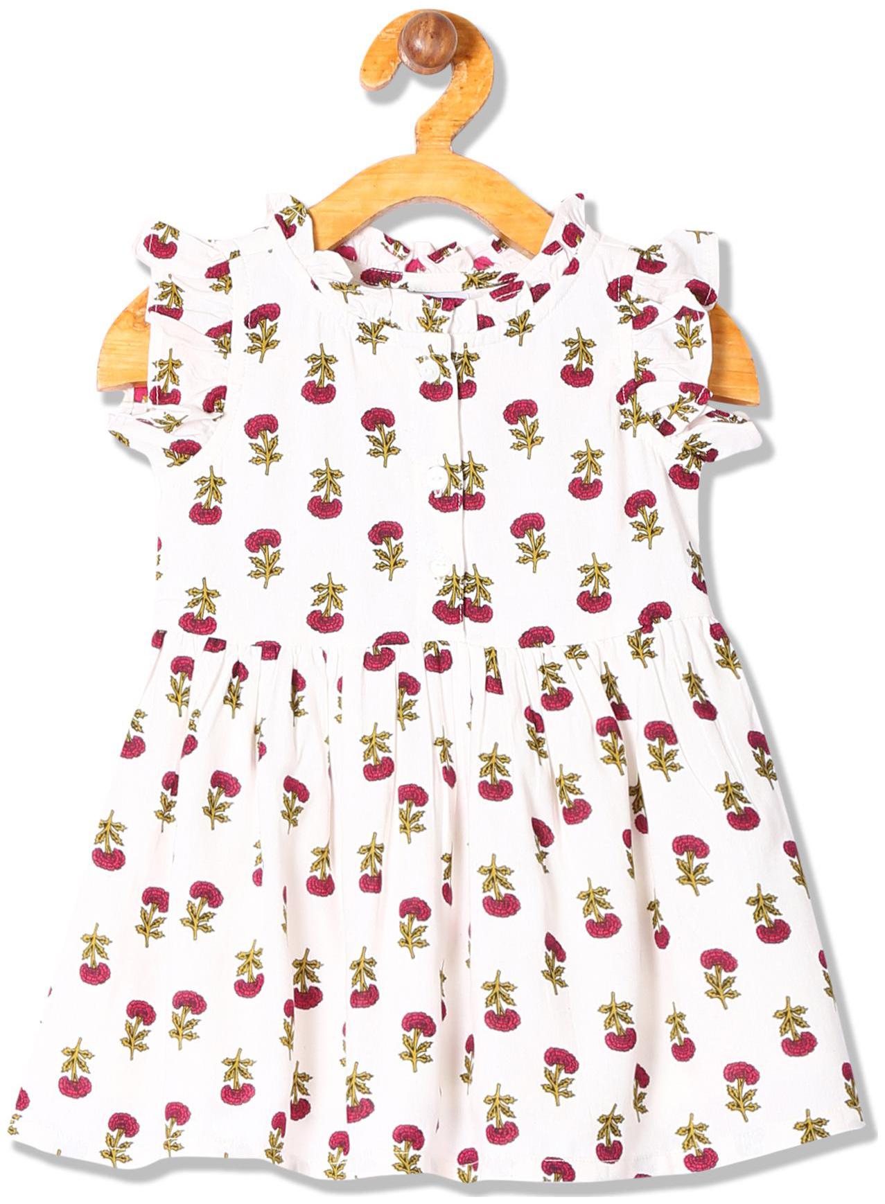 

Donuts Rayon Printed Top for Baby Girl - White