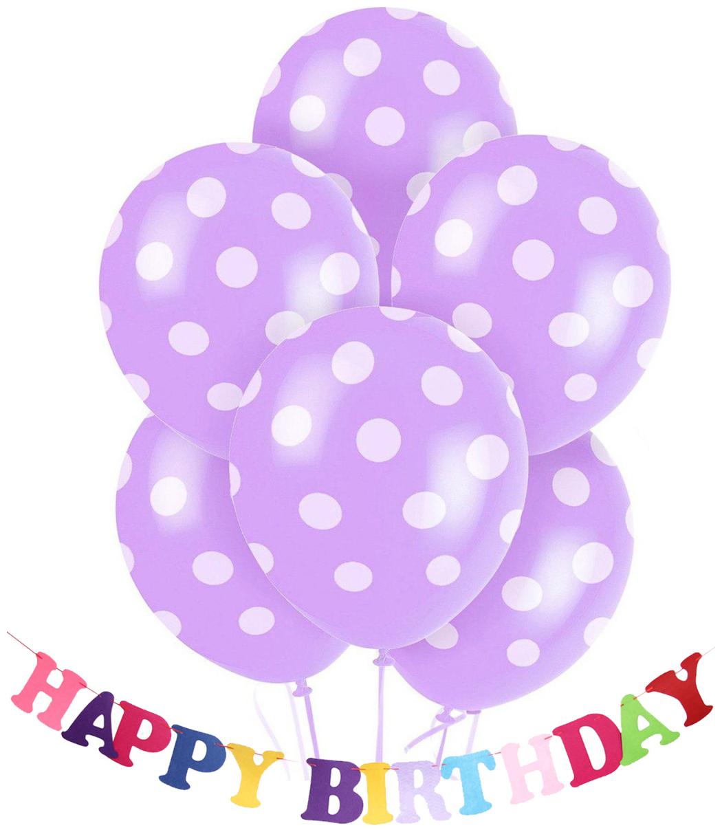 

Dotted BIG Size 12 inch Latex Balloons (Purple Pack of 25)-FREE Birthday Banner
