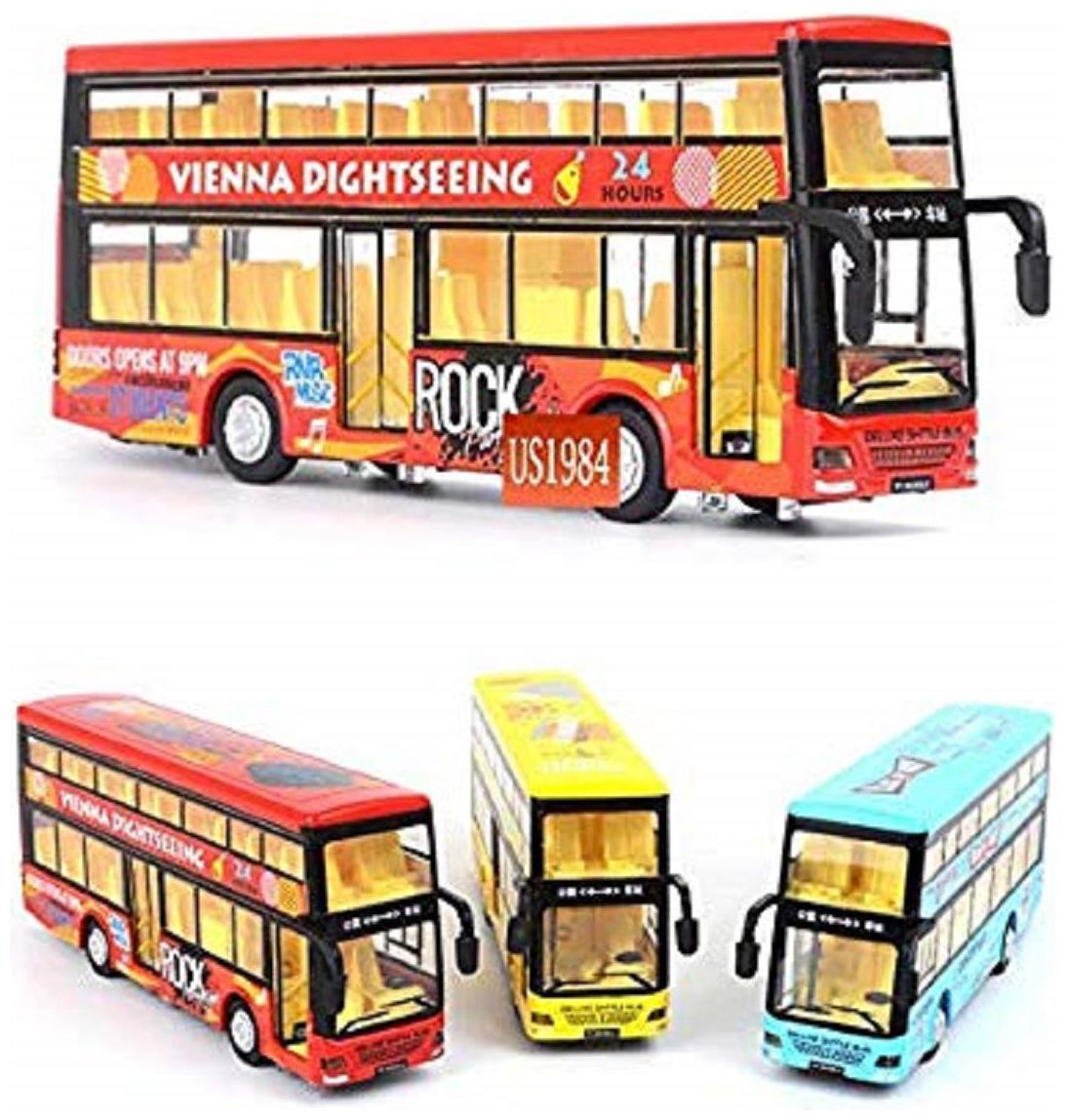 

Double Decker Die cast Metal Body Door Opening Luxury Toy Bus with LED Light and Sound (Multicolour)