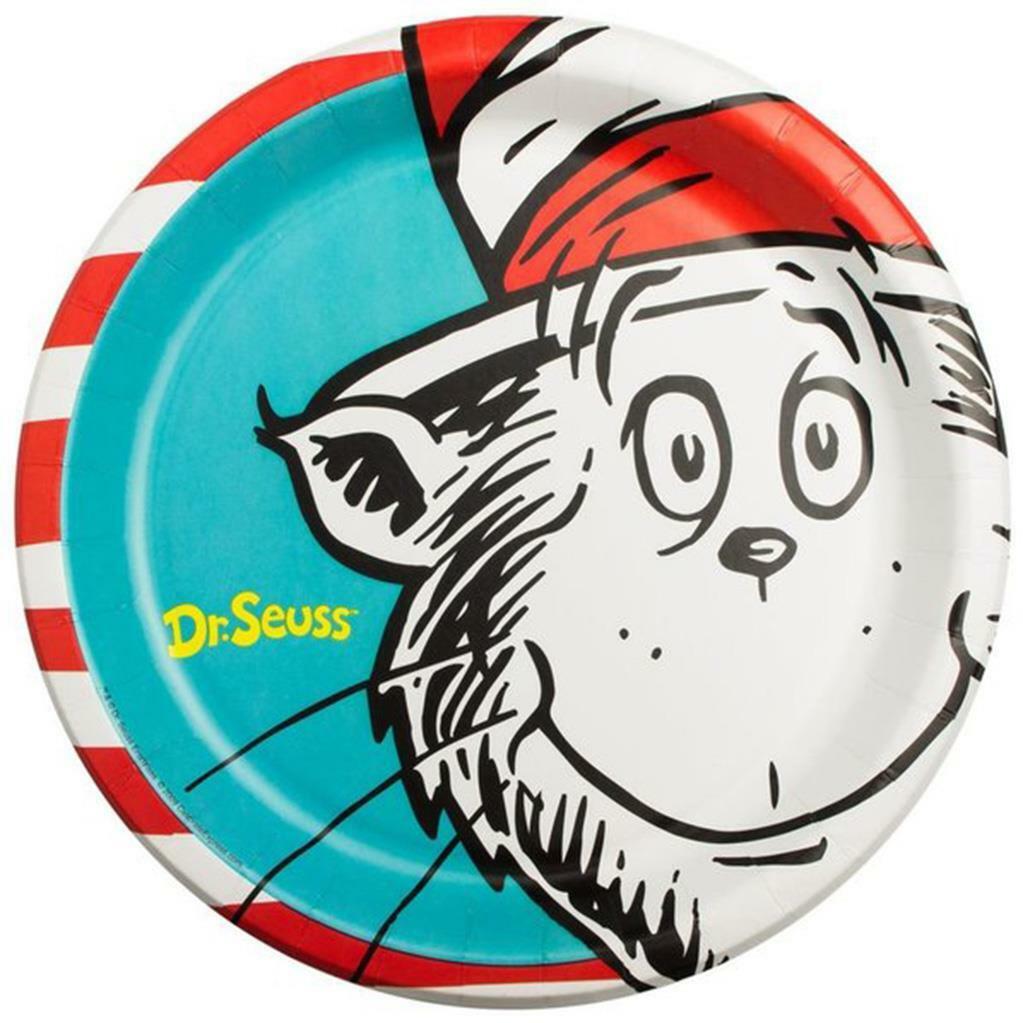 

Dr Seuss Stripes Round Lunch Dinner Plates 8 Per Package Birthday Party Supplies