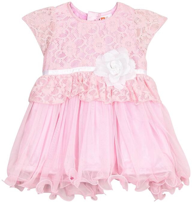 612 League Baby girl Cotton Solid Princess frock - White