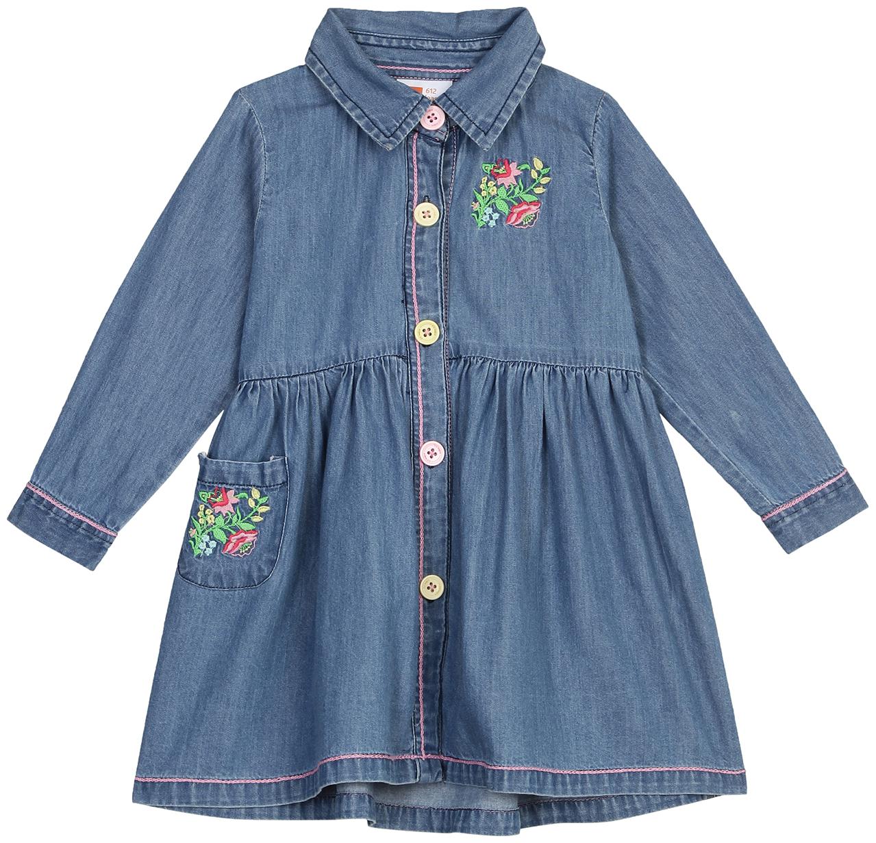 

612 League Baby girl Cotton Solid Princess frock - Blue
