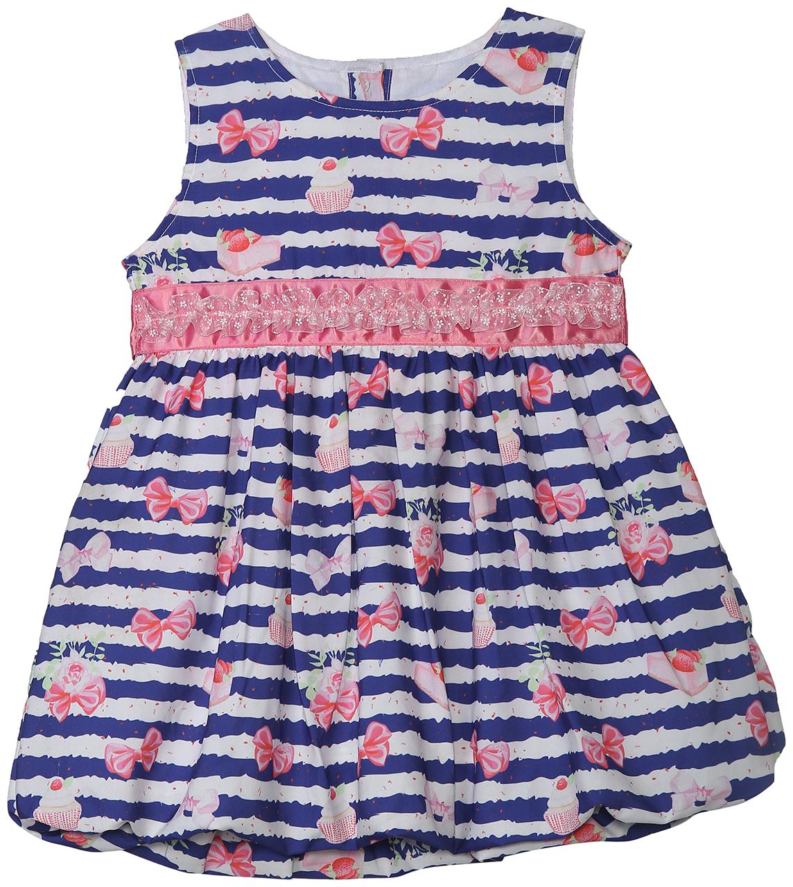 

612 League Baby girl Cotton Printed Princess frock - Blue